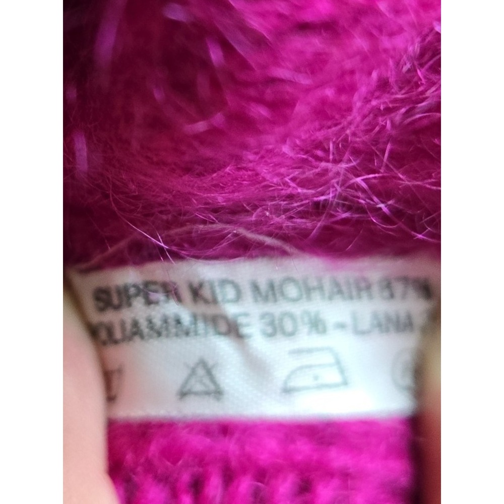 Balzac Italy Magenta Super Kid Mohair V-Neck Polka Dot Sweater IT 42 Vintage - Picture 13 of 13